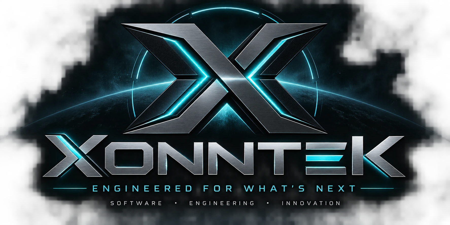 Xonntek original metallic X logo, company name, and Engineered for What's Next tagline